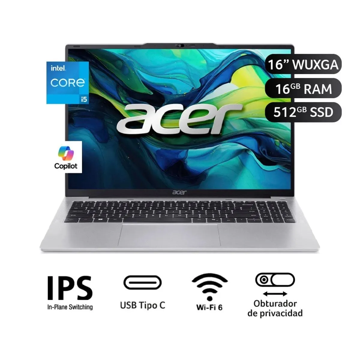ACER - Laptop Acer Aspire Intel Core i5 1334U 16GB 512SSD 16WUXGA IPS Win11.