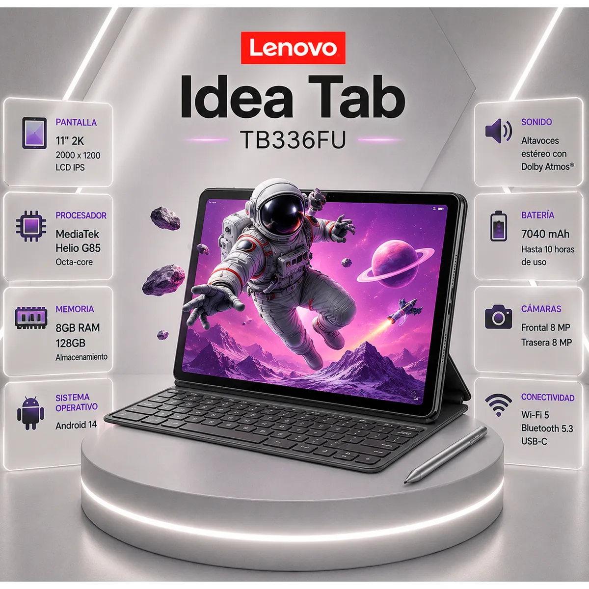 LENOVO - TABLET LENOVO IDEA TAB TB336FU 8GB 128GB WIFI 11" (2560X1600) IPS 90HZ LUNA GREY
