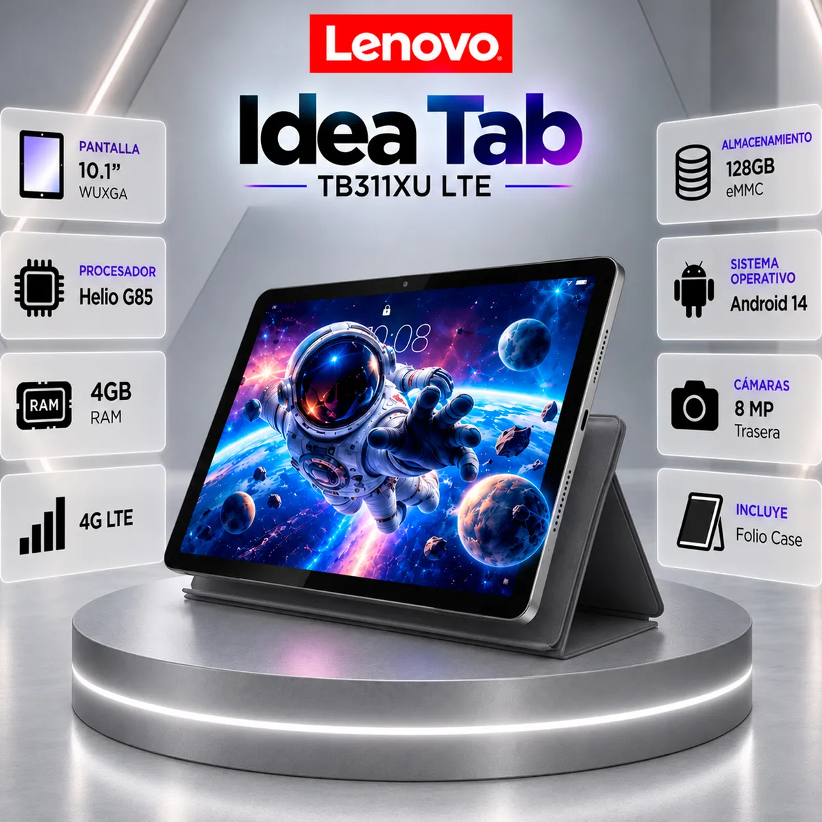 LENOVO - TABLET LENOVO TAB TB311XU 4GB 128GB LTE 10.1" WUXGA LUNA GREY