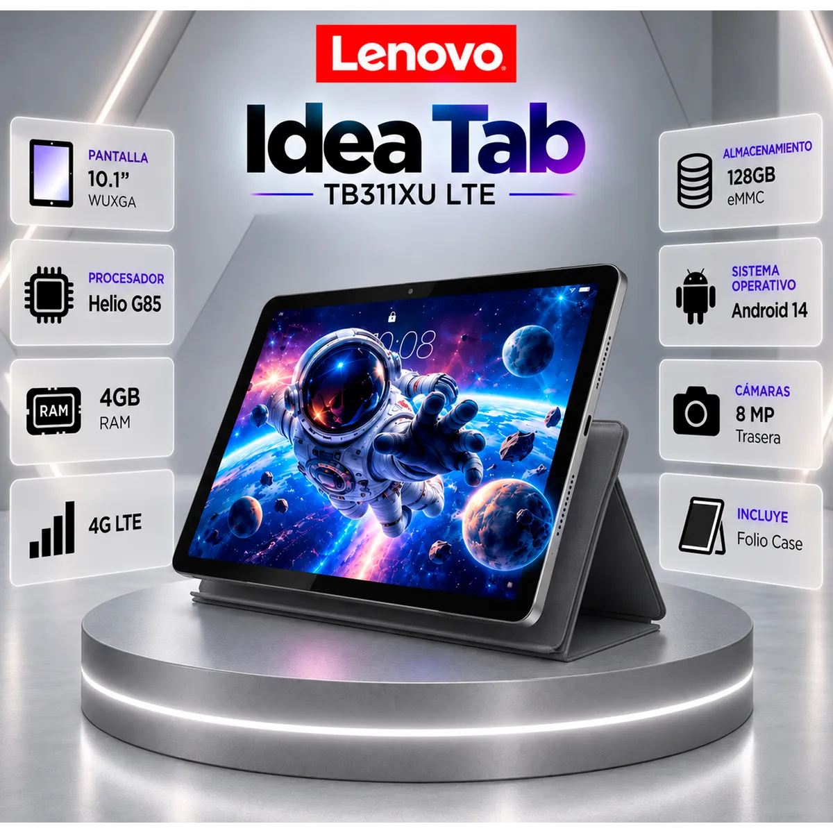 LENOVO - TABLET LENOVO TAB TB311XU 4GB 128GB LTE 10.1" WUXGA LUNA GREY