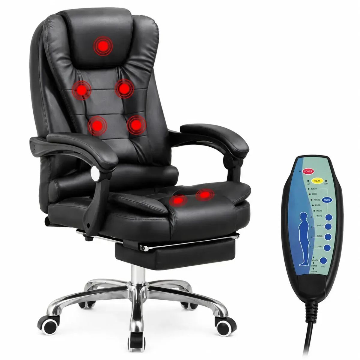 GENERICO - Silla Gerencial Ergonómica con 7 Vibromasajes Premium Reclinable y Ajustable en color Negro