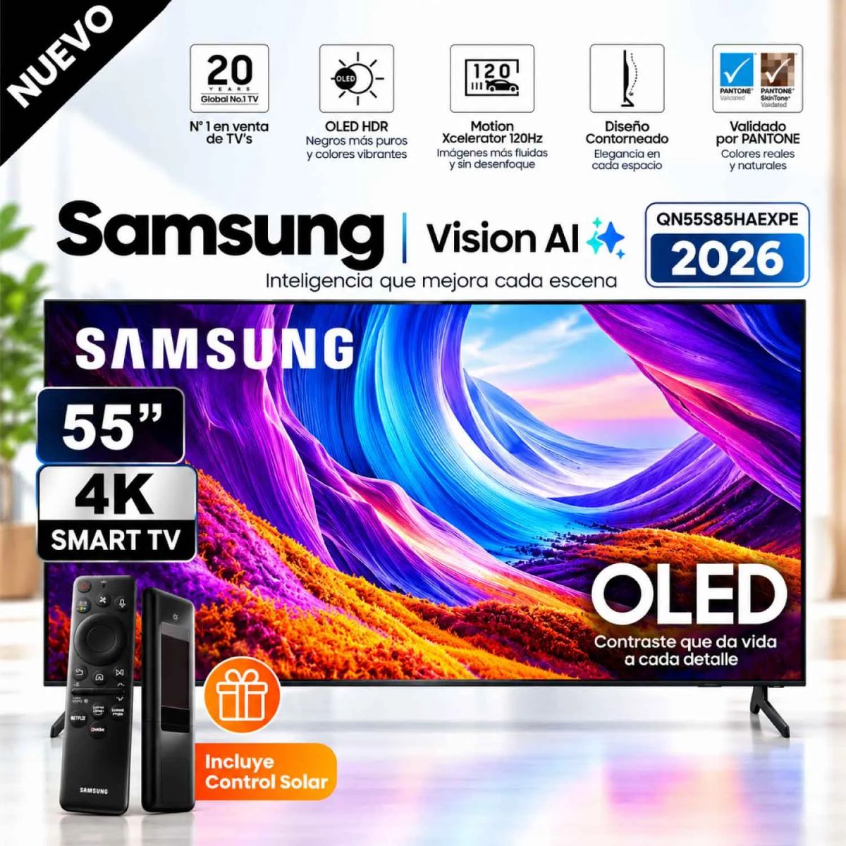 SAMSUNG - Televisor Samsung 55'' OLED QN55S85HAEXPE Vision AI Smart TV (2026)