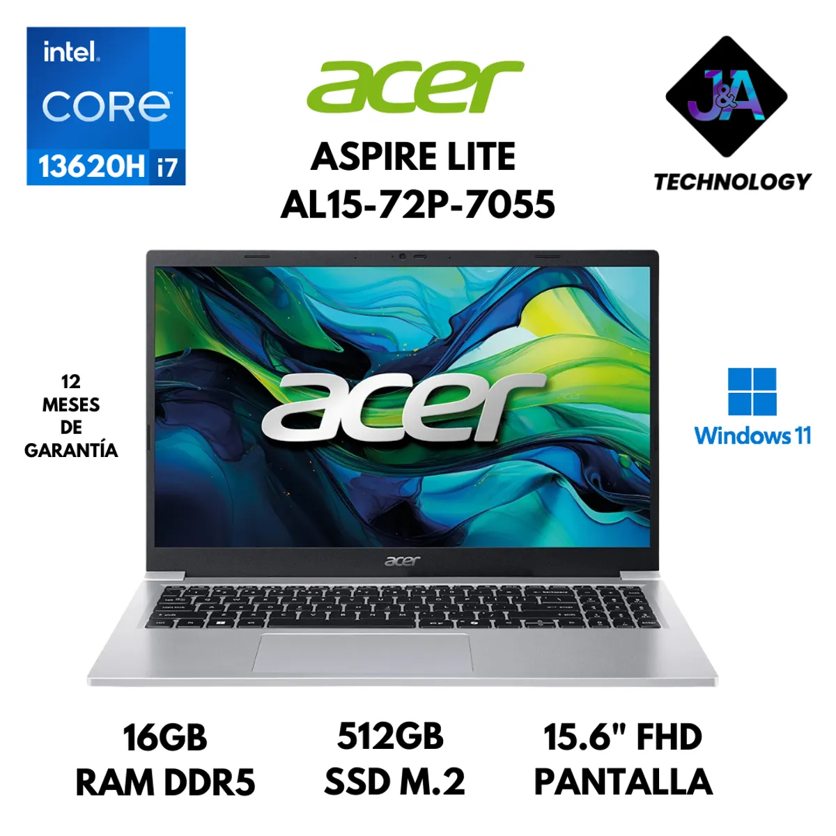 ACER - LAPTOP ACER ASPIRE LITE AL15 CORE I7 13620H 16GB RAM 512GB SSD 15.6" FHD WINDOWS 11