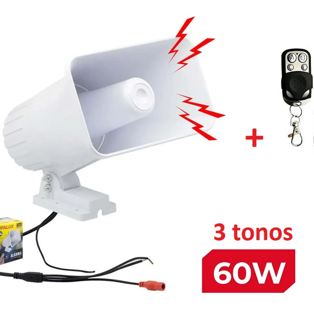 OPALUX - SIRENA COMUNITARIA  BLANCA OPALUX 60W CON  2 CONTROLES 3TONOS 100-240V 12V