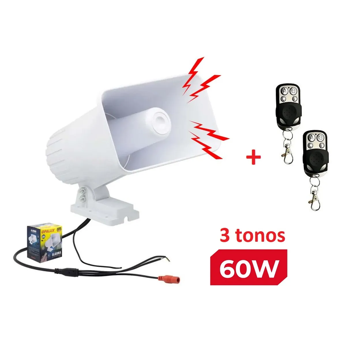 OPALUX - SIRENA COMUNITARIA  BLANCA OPALUX 60W CON  2 CONTROLES 3TONOS 100-240V 12V