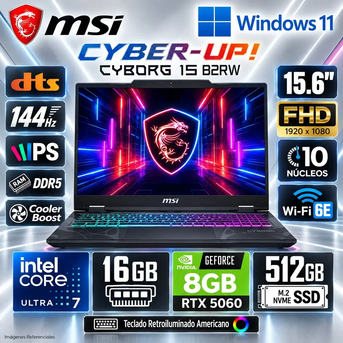 Msi - LAPTOP MSI CYBORG 15 B2RWFKG-071US GAMING INTEL CORE 7-240H , 512GB
