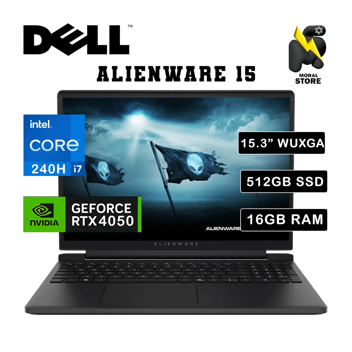 Dell - LAPTOP DELL ALIENWARE 15 DA15260/ INTEL CORE 7-240H / DISCO 512 GB SSD /16 GB RAM/ RTX 4050 /15.3"