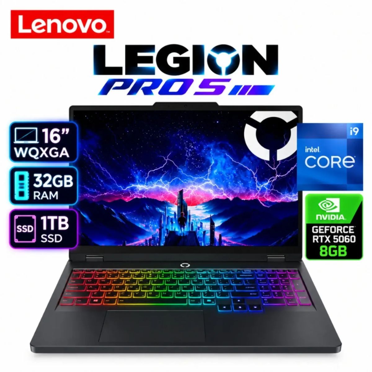 LENOVO - Lenovo Legion Pro 5 16IRX10 83NN0058LM Core i9-14900HX, 32GB RAM, 1TB SSD, RTX 5060 8GB, 16″ WQXGA