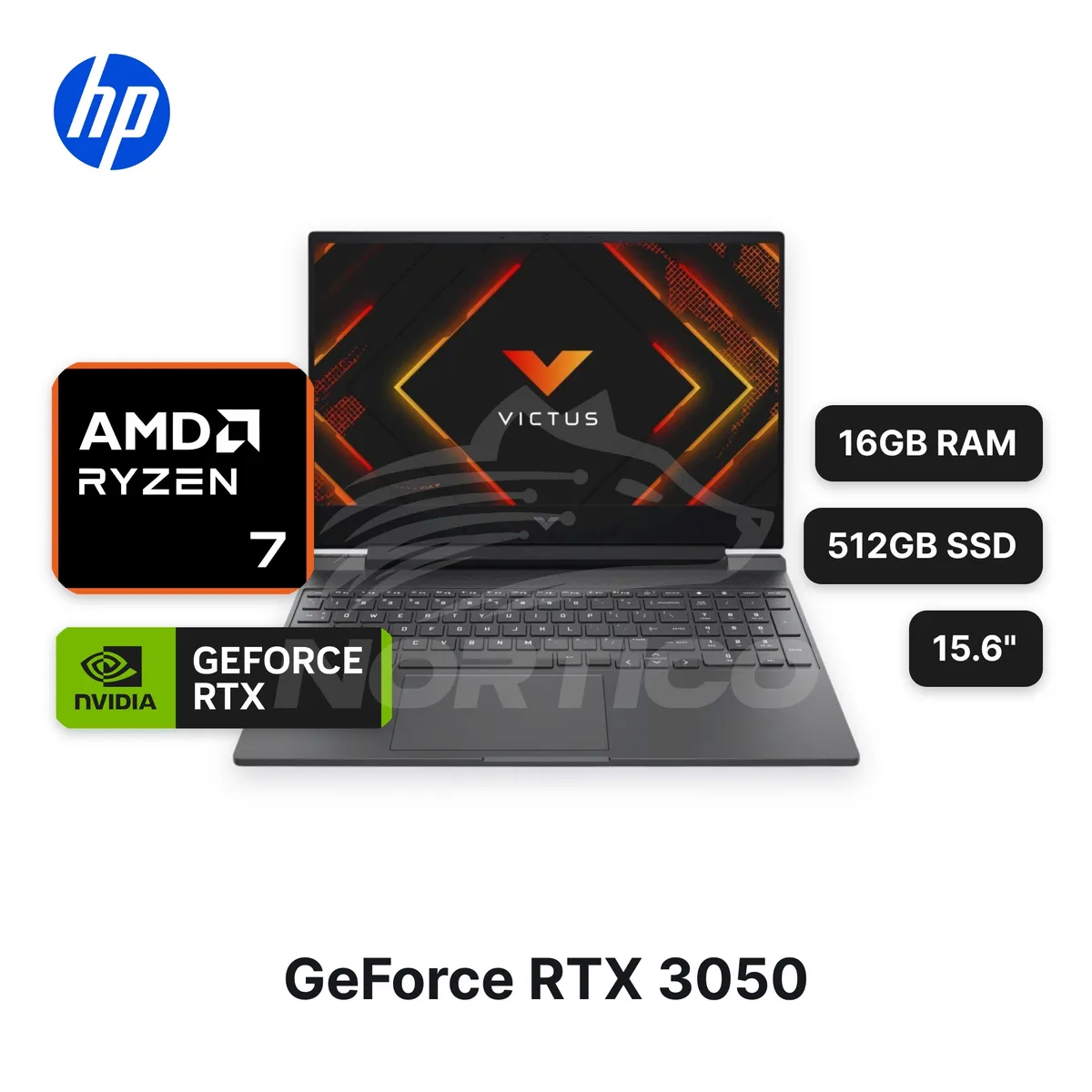 HP - Laptop HP Victus 15-FB3018LA Ryzen 7-7445HS16GB512GB SSD RTX 3050 15.6 RPT-BT4F5LAABM