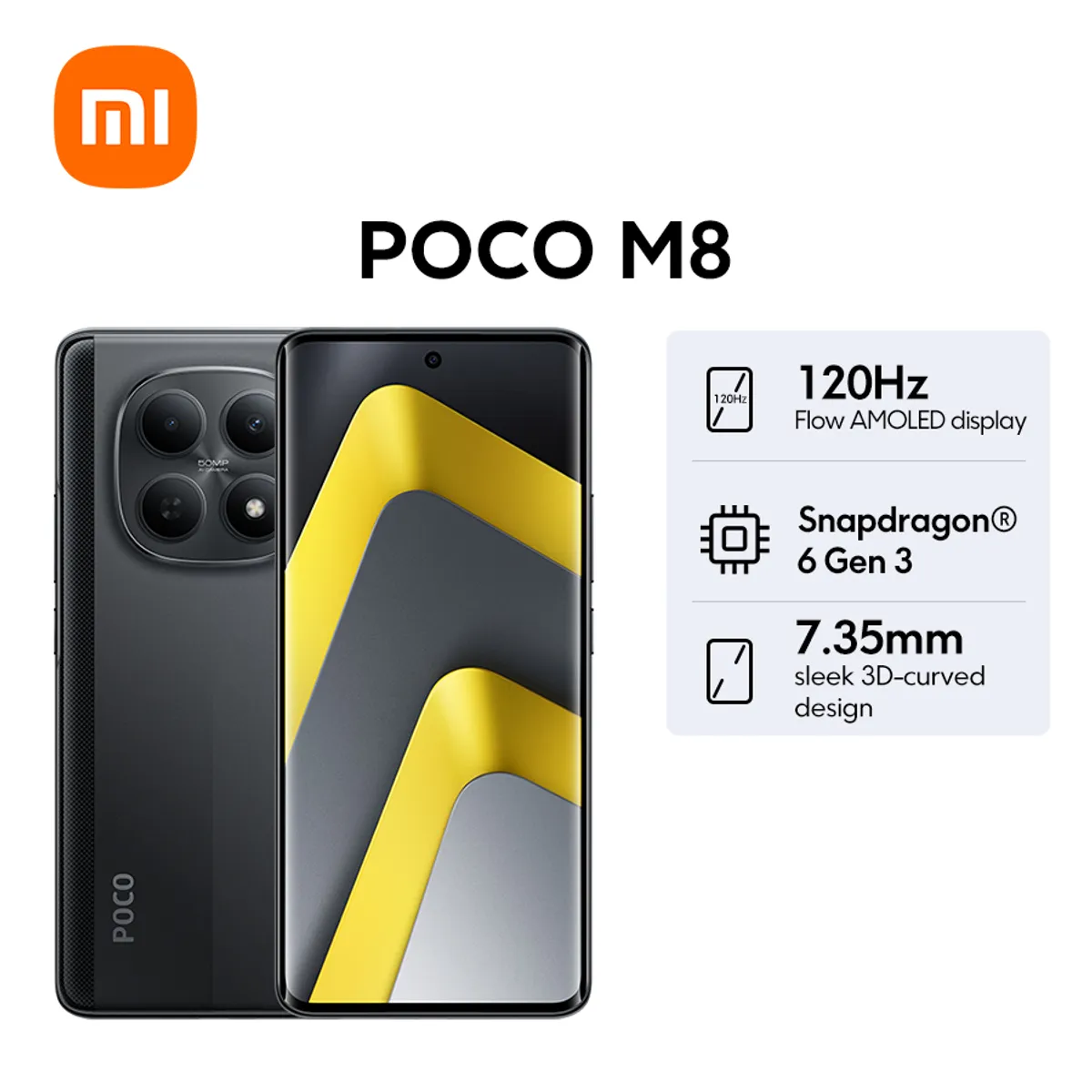 XIAOMI - Celular POCO M8 5G 8G+512G Snapdragon 6 Gen 3 Pantalla Flow AMOLED de 6.77" y 120 Hz 25118PC98G