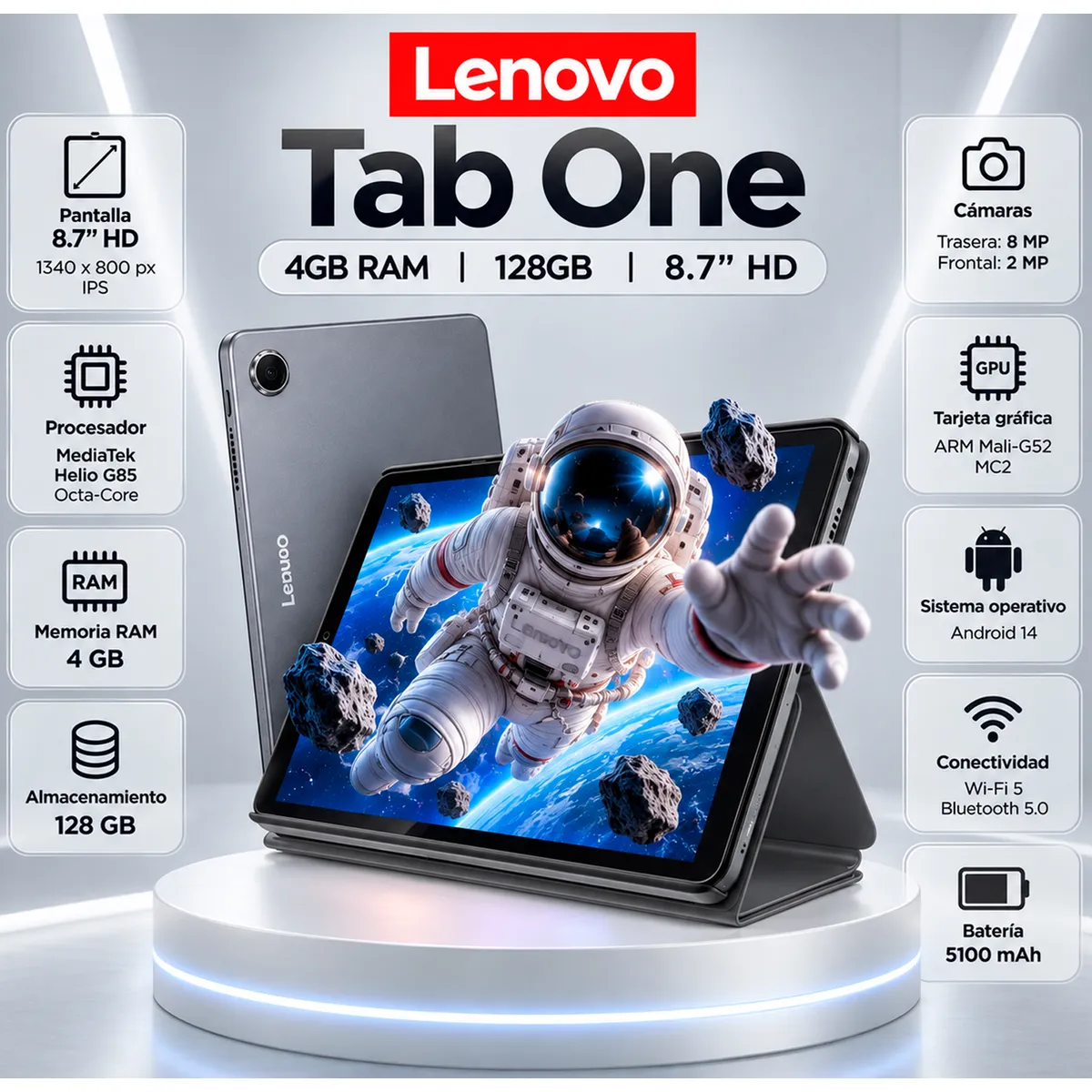 LENOVO - Tablet Lenovo Tab One MediaTek Helio G85 4GB RAM 128GB 8.7" HD