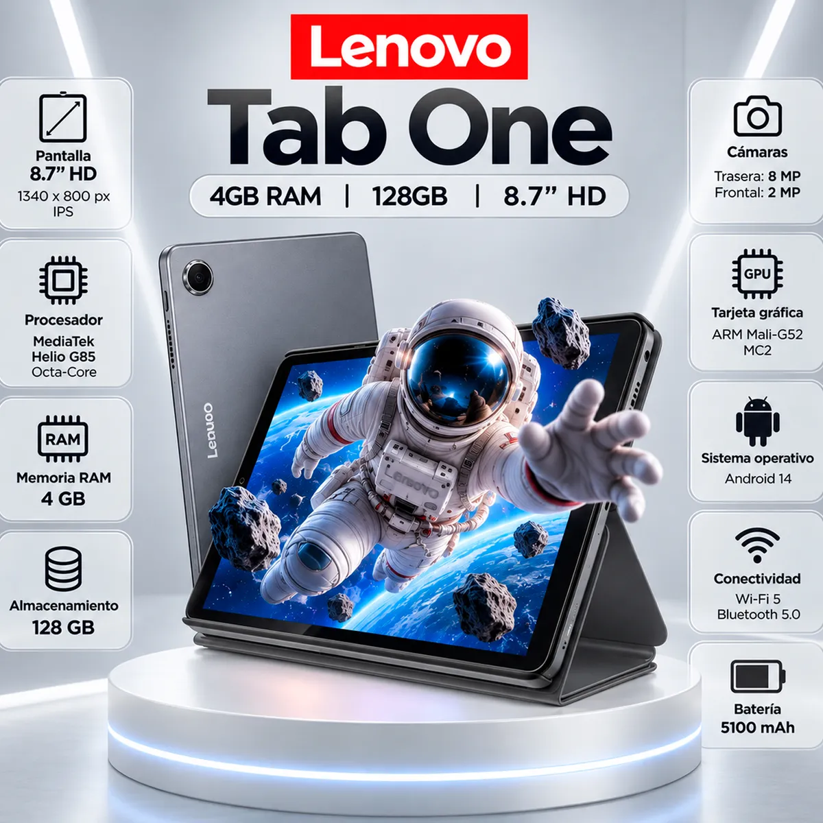 LENOVO - Tablet Lenovo Tab One MediaTek Helio G85 4GB RAM 128GB 8.7" HD