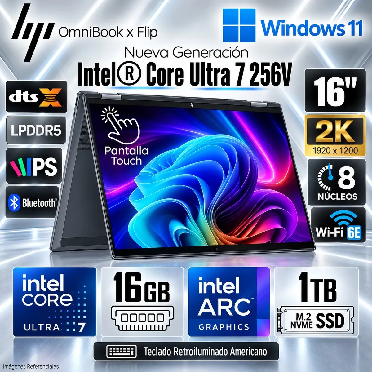 HP - Laptop HP OmniBook XFlip 16-AS0023DX Core Ultra 7-256V 16GB 1TB SSD (B5UH1UA#ABA)
