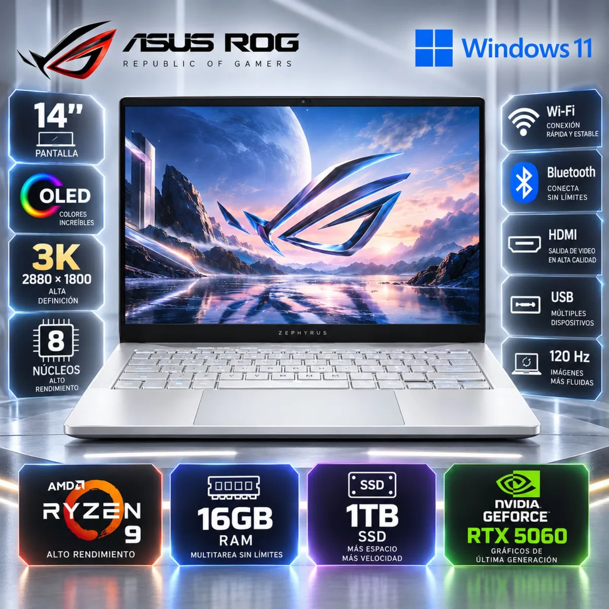 ASUS - ASUS ROG ZEPHYRUS G14 GA403UM-G14.R9HX4 RYZEN 9 16GB RAM 1TB SSD NVIDIA GEFORCE RTX 5060 14"OLED