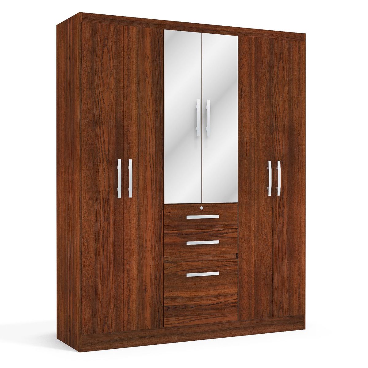 AMBIENTA - Ropero con Espejo 7 Puertas 2 Cajones Teca