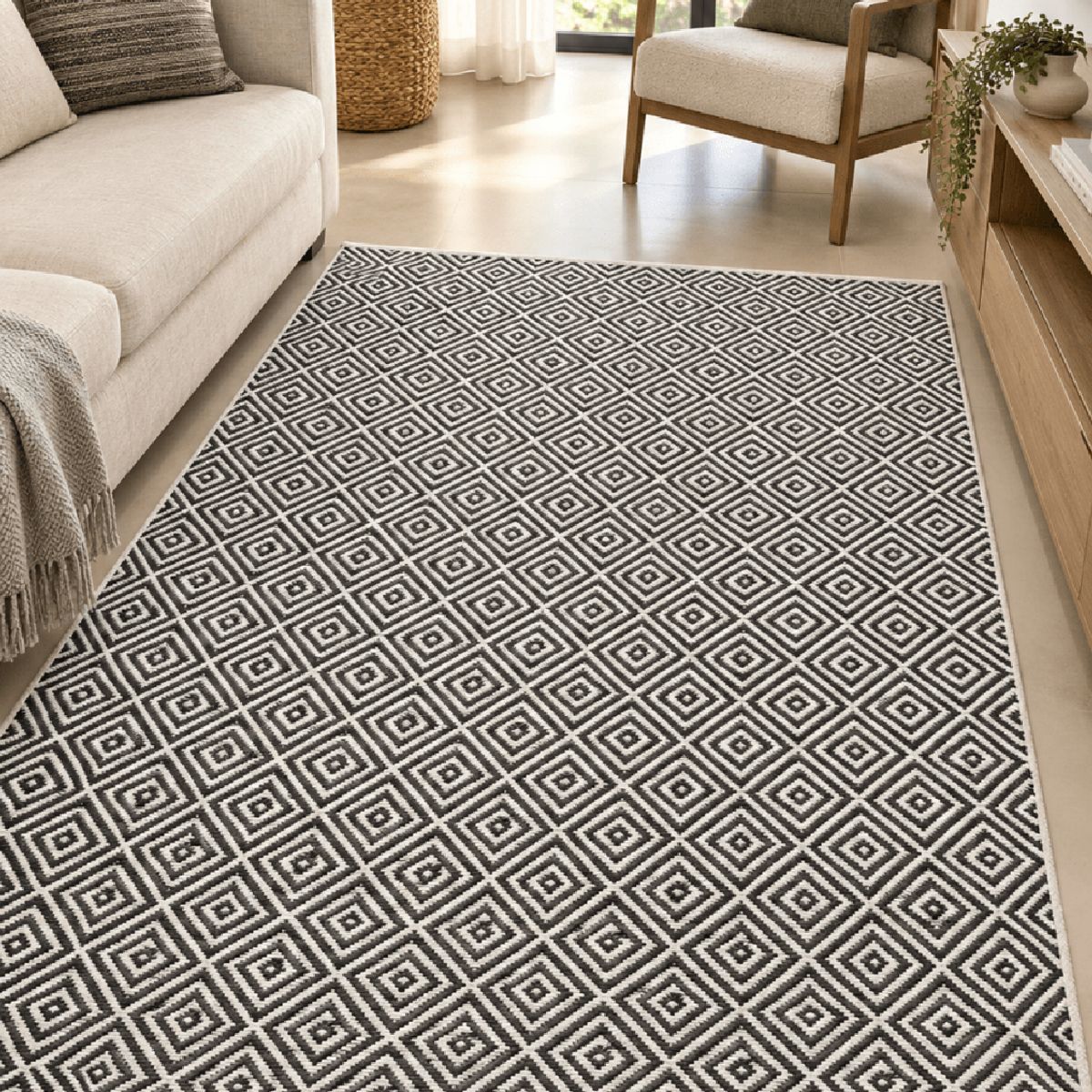 ALFOMBRA RECTANGULAR HEX GREY 120x180 cm MAP DESIGN HOME | Falabella Perú
