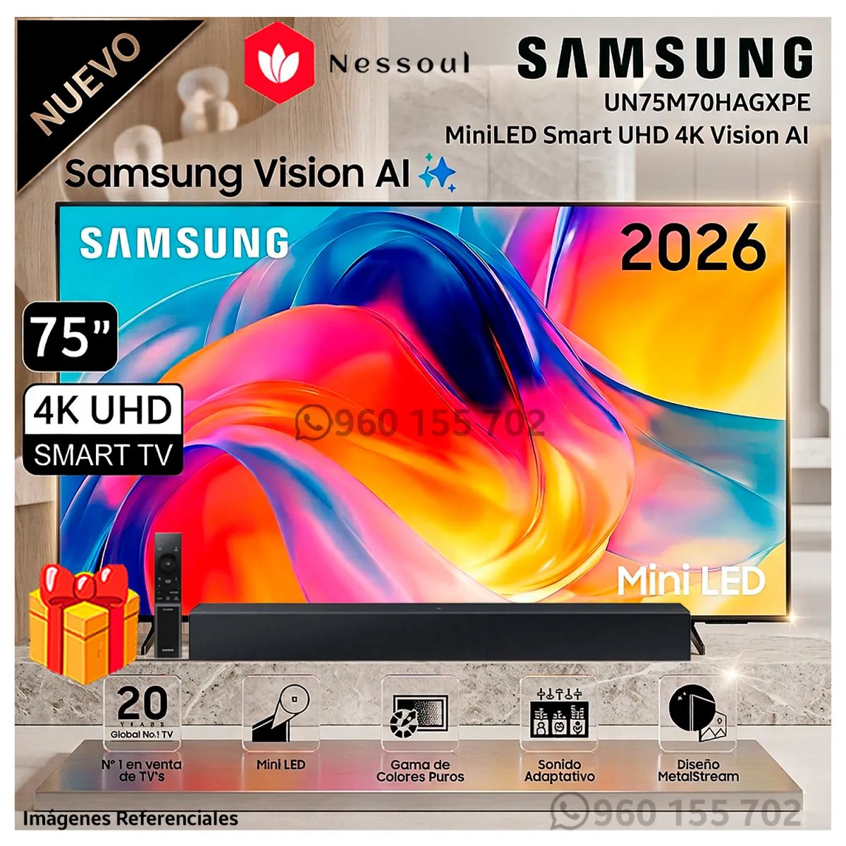 Televisor Samsung 75'' Mini LED M70H Vision AI Smart TV UN75M70HAGXPE ...