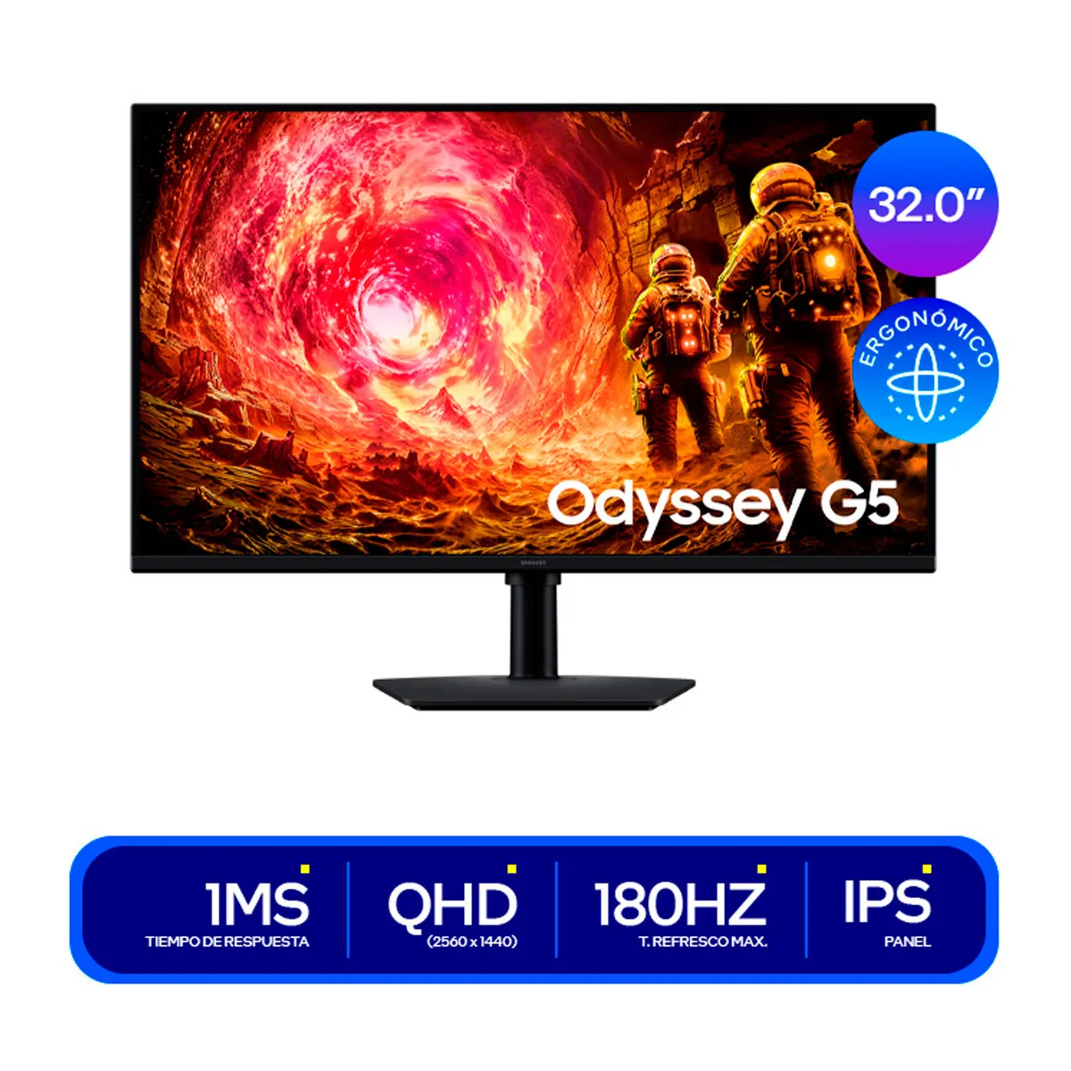 SAMSUNG - Monitor Gamer Samsung Odyssey G5 32 Pulgadas 2K QHD 180Hz 1ms IPS