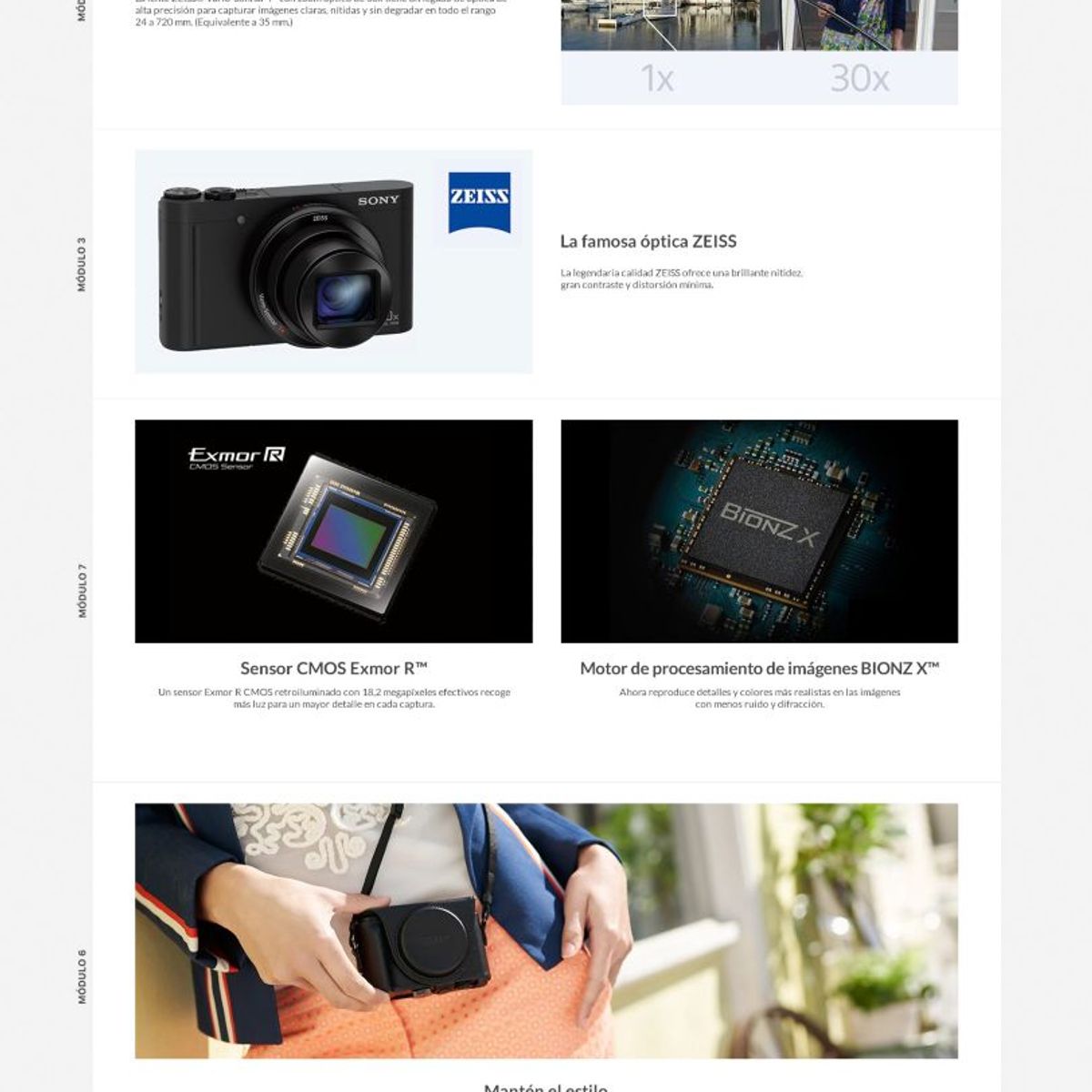 SONY - Cámara Digital Cybershot DSC-WX500 de 18.2 MP con Zoom 30X/Video Full HD/WiFi/Lente Zeiss