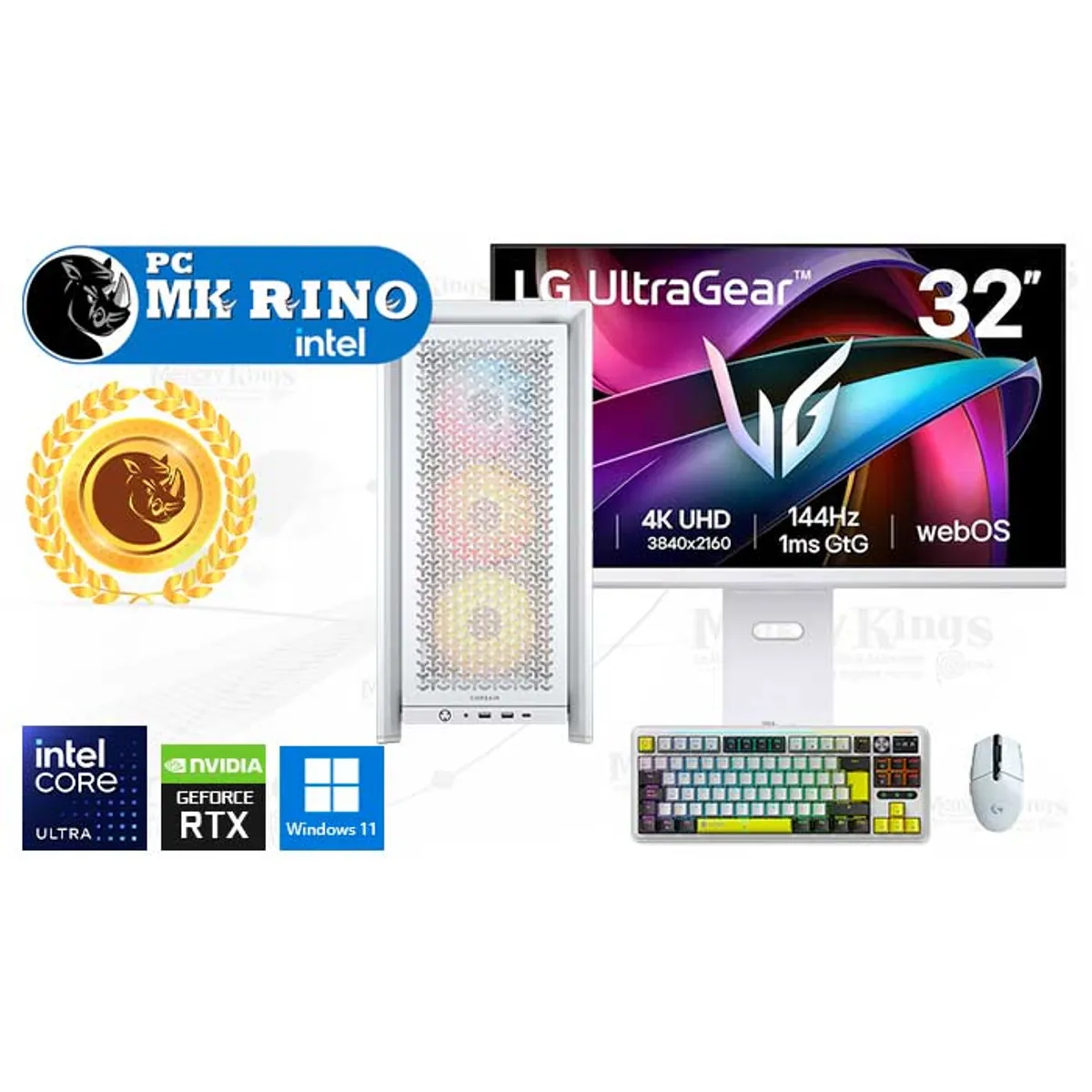 INTEL - Computadora Intel Core Ultra 9 285 4000D White 32GB 1TB SSD 32" RTX 5070 12GB Windows 11 Pro