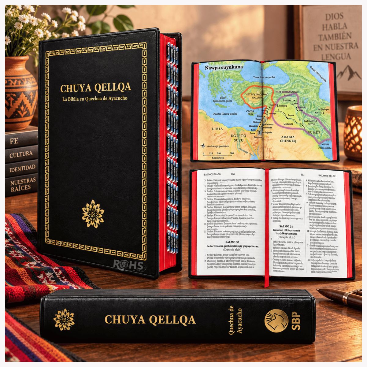OEM - Biblia Quechua Ayacucho “Chuya Qellqa” - Tapa de Cuero + Taps e Índices