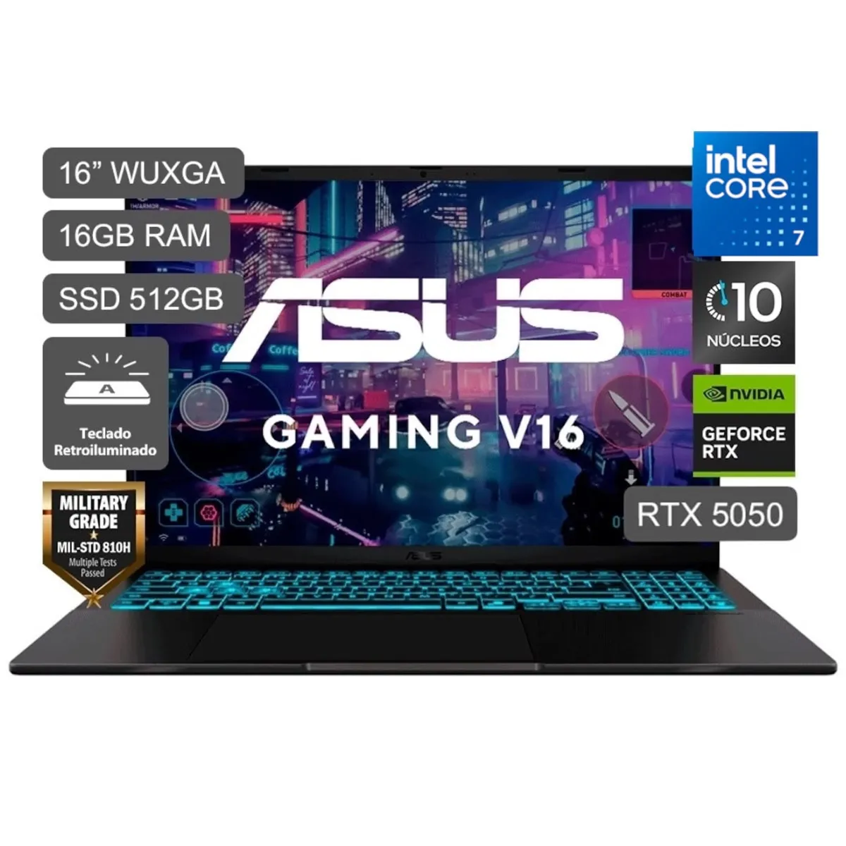 ASUS - Laptop Asus Gaming V16 Intel Core 7 240H 16GB 512SSD RTX5050-8GB 16WUXGA Win11