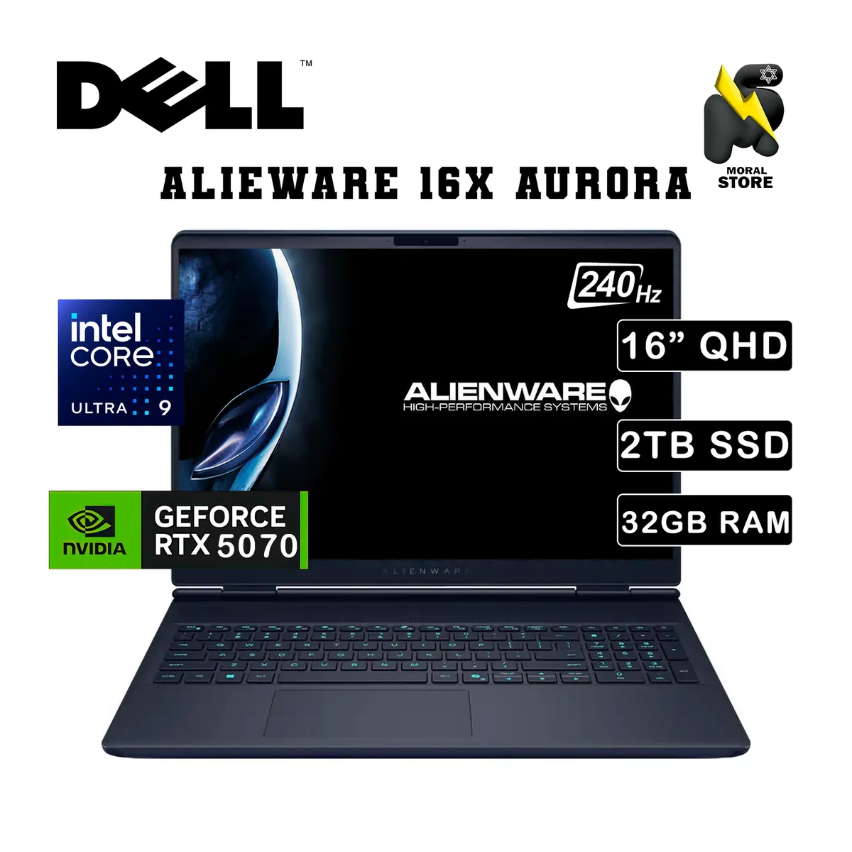 Dell - LAPTOP DELL ALIENWARE 16X AURORA/ INTEL CORE U9-275HX/ DISCO 2TB SSD /32 GB RAM/ RTX 5070 /16" QHD