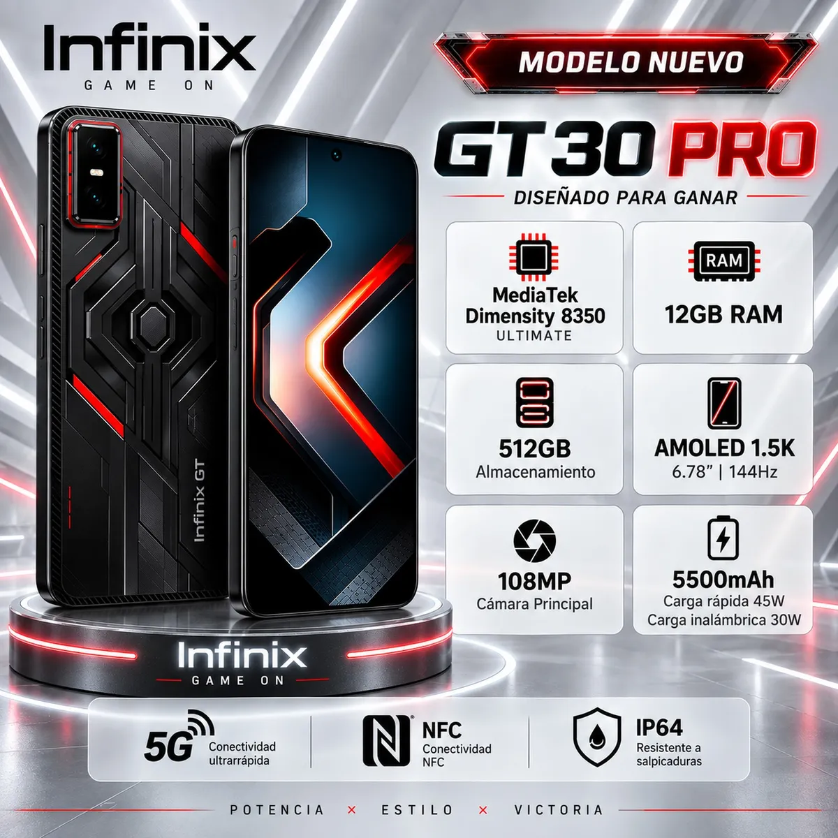 INFINIX - Infinix GT 30 Pro 5G 12GB RAM 512GB   NEGRO  /  NEGRO  /  NEGRO