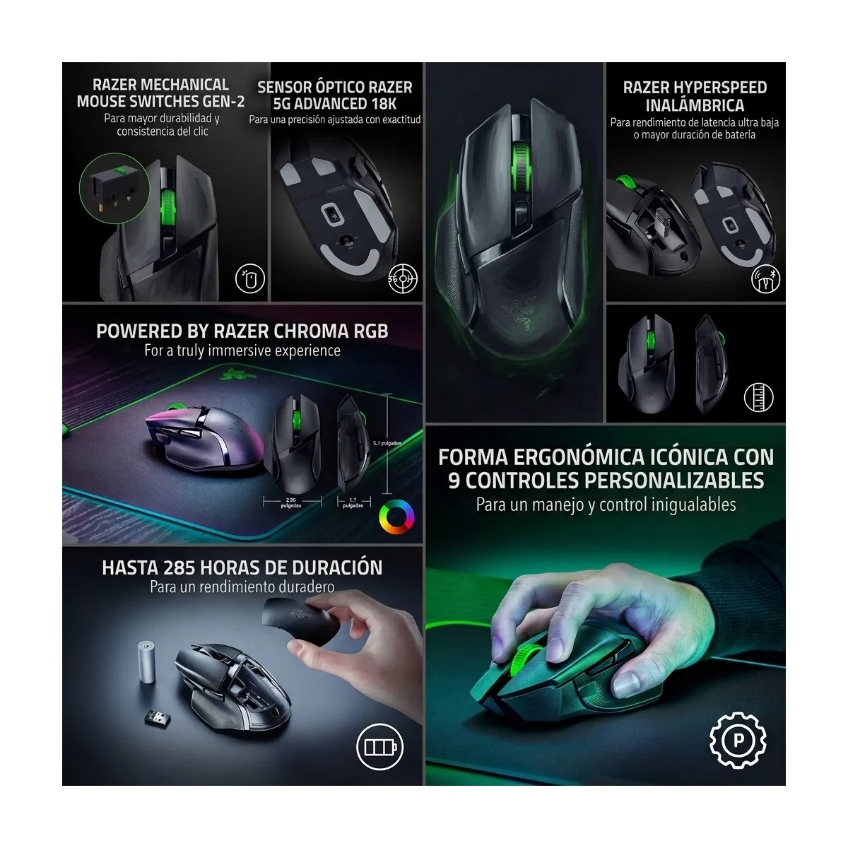 RAZER - Mouse Razer Basilisk V3 X HyperSpeed Inalambrico