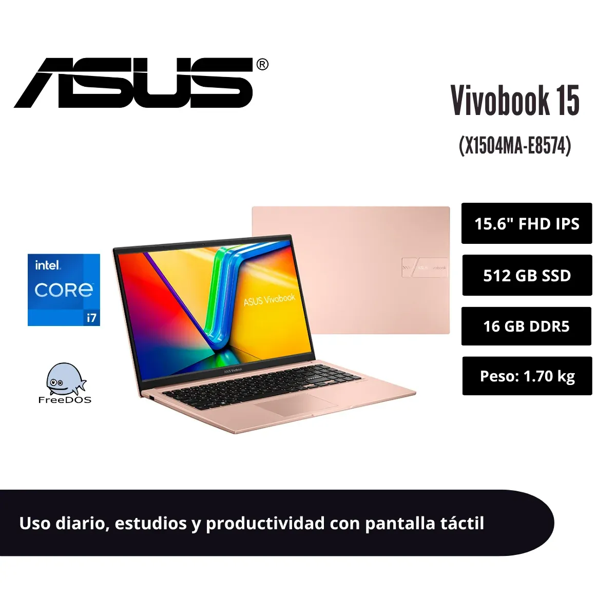 ASUS - LAPTOP ASUS VIVOBOOK 15 15.6 FHD IPS TÁCTIL CORE 7 350 16GB DDR5 512GB SSD