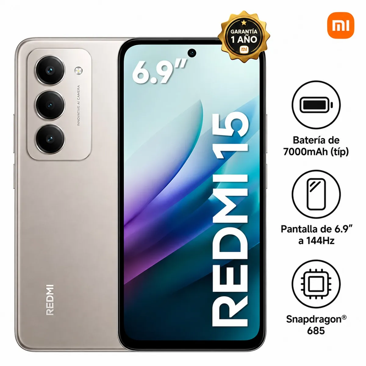XIAOMI - Xiaomi Redmi 15 8GB 256GB 144Hz Titan Gray