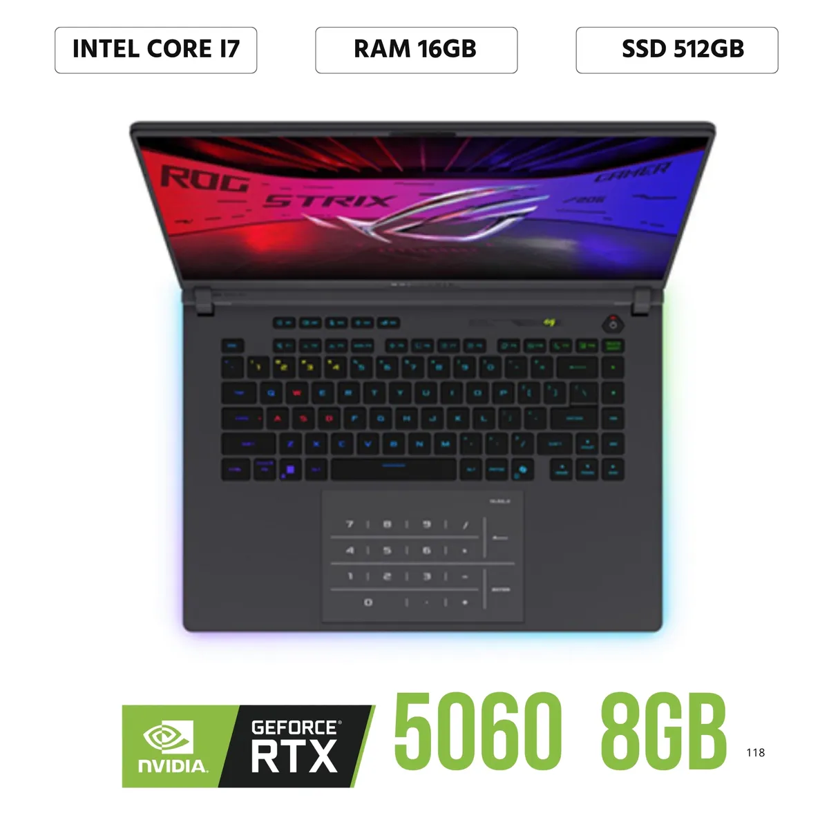 ASUS - Laptop Asus Rog Strix G165W-RV165W CORE I7- 14650HX Ram 16Gb 512GB SSD RTX 5060 8Gb 16"WUXGA Win 11