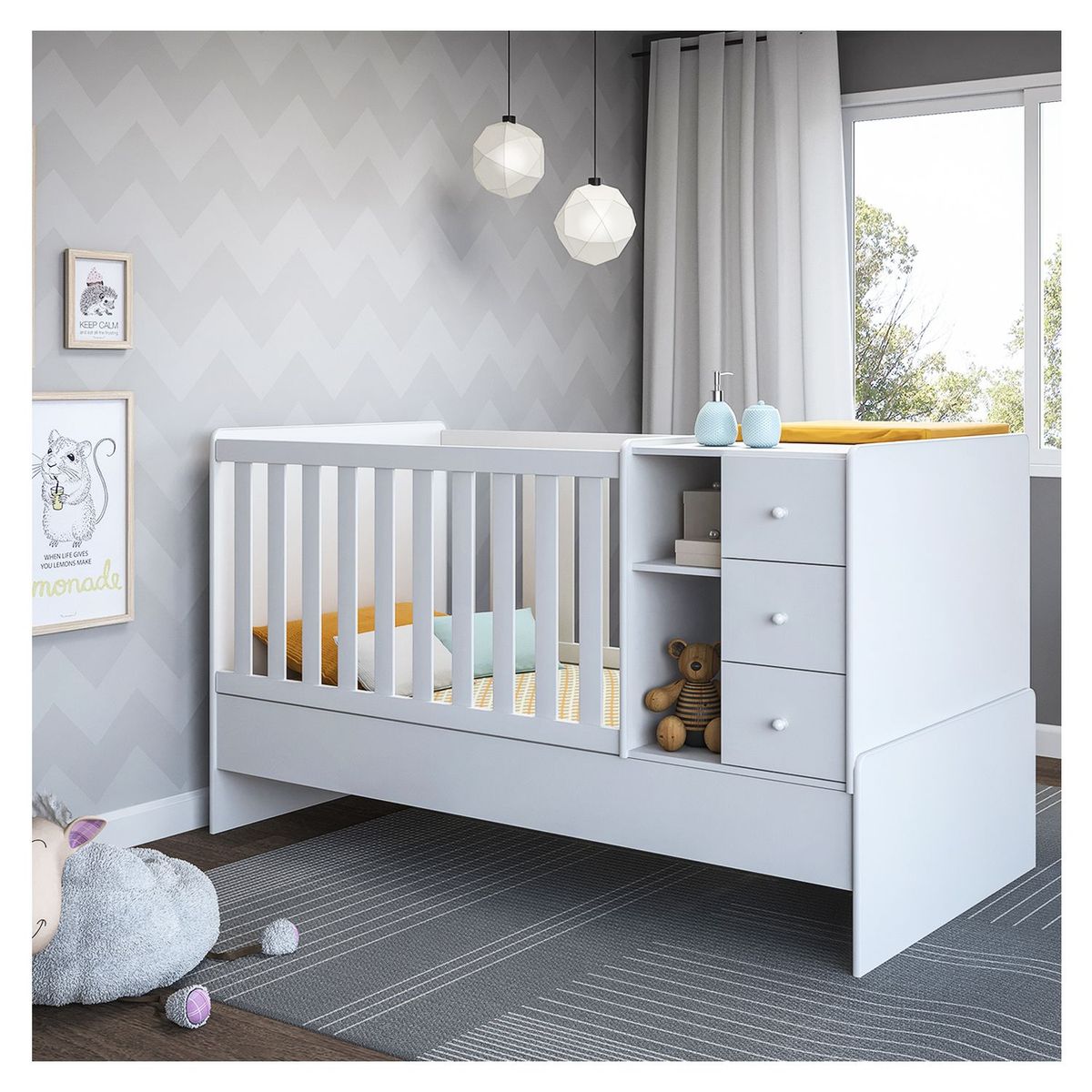 MULTI MOVEIS - Cuna Convertible Blanca 2501