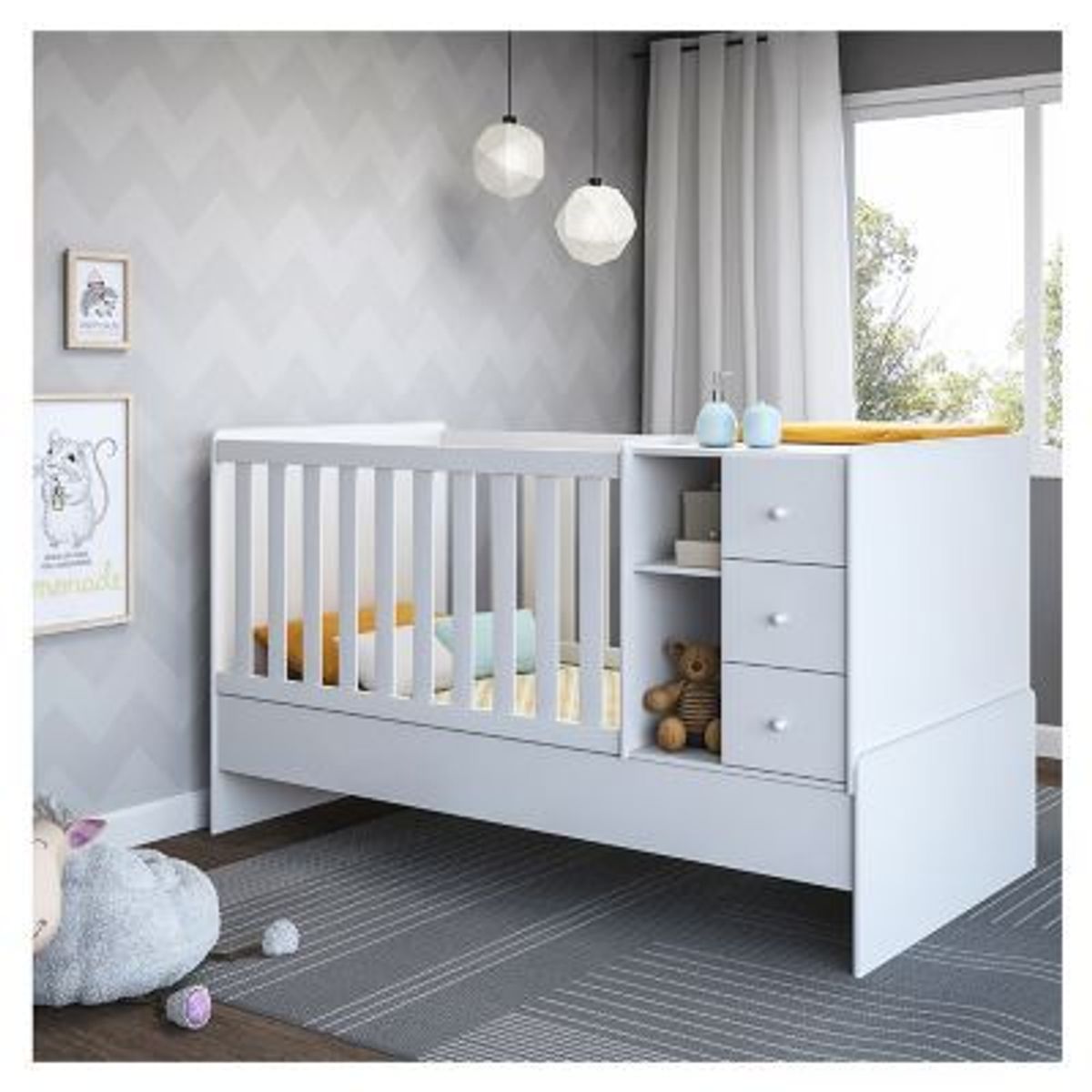 MULTI MOVEIS - Cuna Convertible Blanca 2501