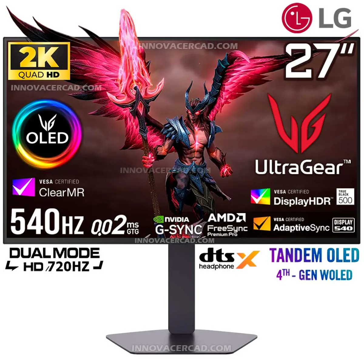 LG - Monitor LG UltraGear WOLED 4TA GEN 27GX790B-B 27 QHD 2K 540HZ, HD 720HZ, 0.02MS