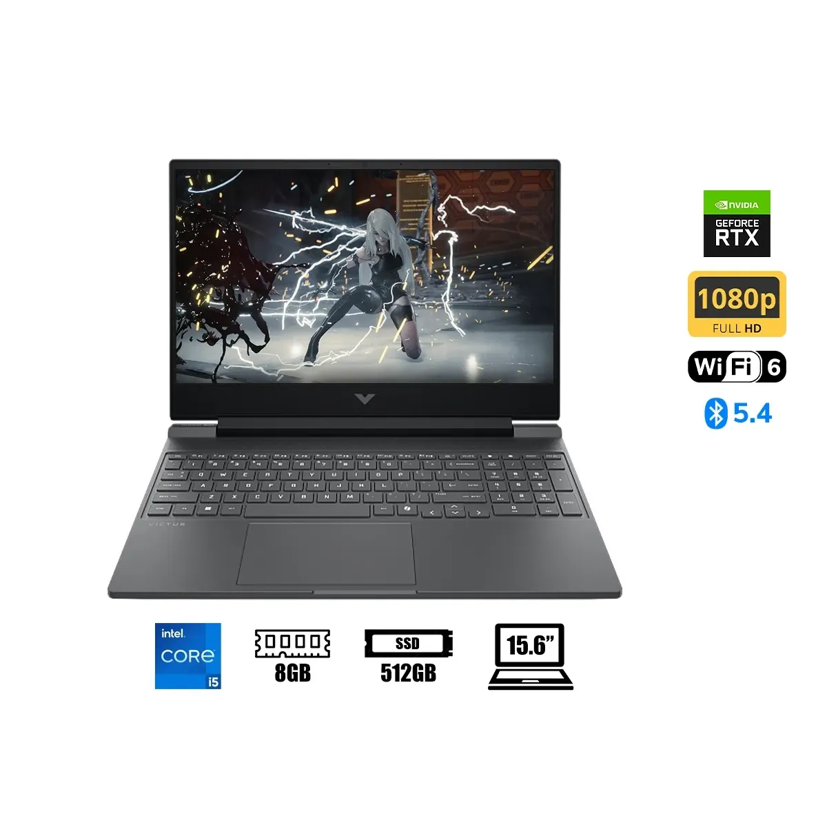 HP - HP VICTUS 15-FA2035LA INTEL CORE I5-13420H 8GB 512GB SSD 15.6 FHD 6GB RTX3050 FREEDOS