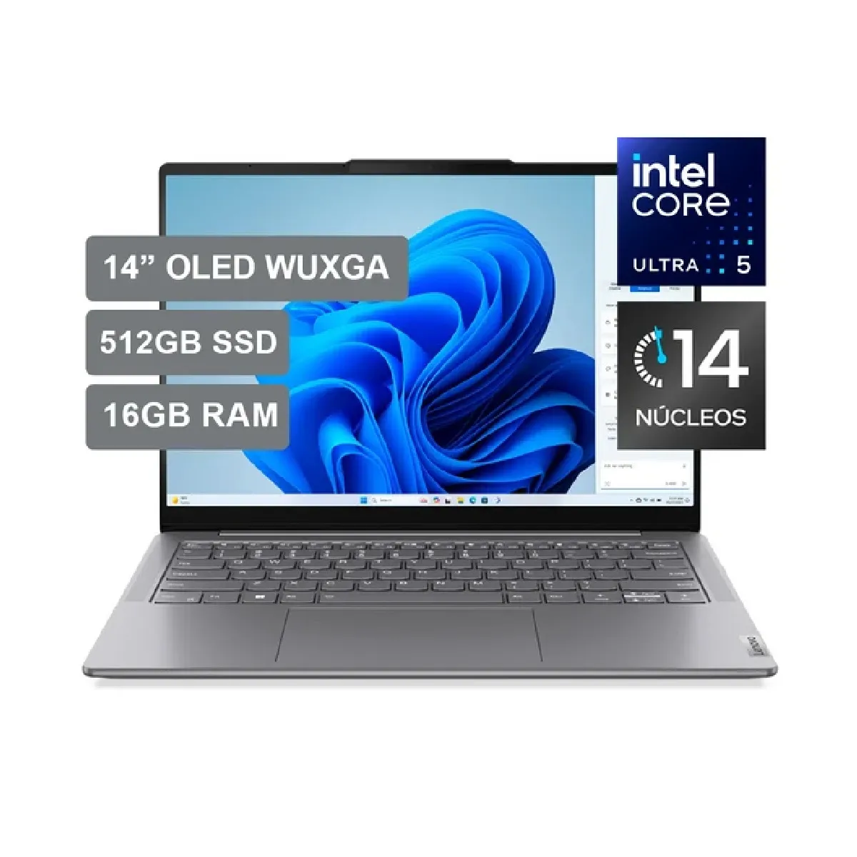 LENOVO - Laptop Lenovo Yoga Slim 7 14IMH9 14" WUXGA OLED, Intel Ultra 5 125H, 16GB LPDDR5, 512GB SSD, Windows 11 Home, Luna Gris