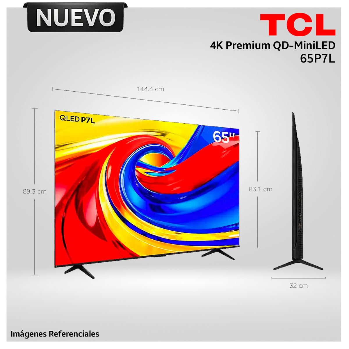 TCL - Televisor TCL 65 Pulg. Premium QLED 4K UHD Google TV 65P7L - Modelo Nuevo + Rack