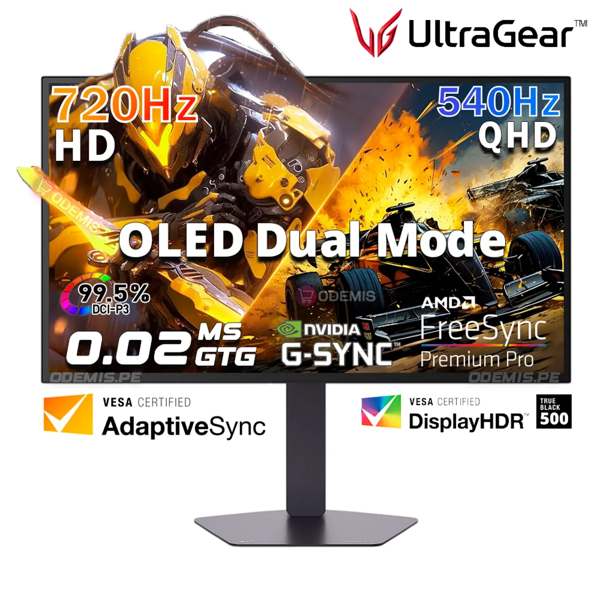 LG - Monitor Gamer LG UltraGear OLED 27” QHD 540Hz / HD 720Hz – 27GX790B-B