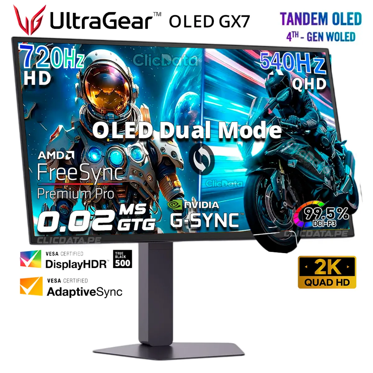 LG - LG UltraGear OLED 27GX790B-B 27” QHD – 540Hz, Dual-Mode 720Hz, 0.02ms