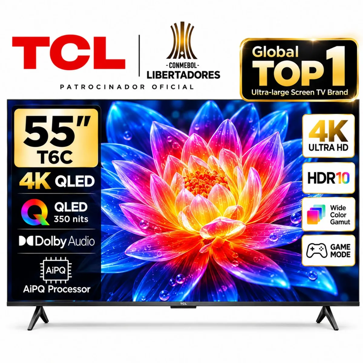 TCL - Televisor Tcl 55 Qled 4k 55t6c Google Tv