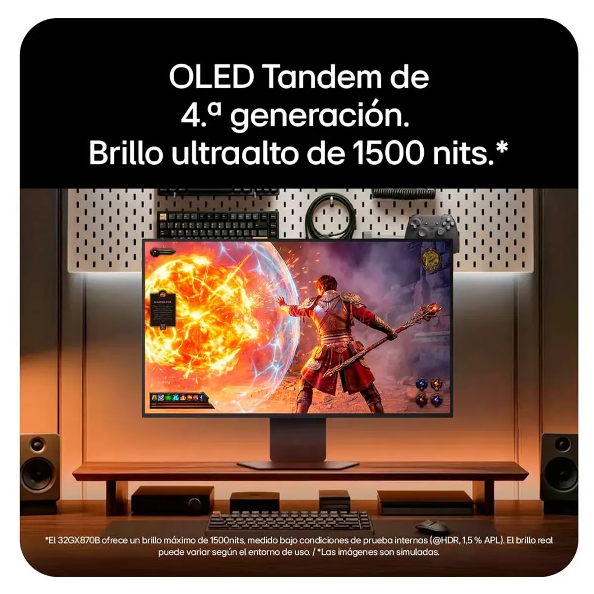 LG - Monitor LG UltraGear Tandem OLED 4TA GEN 32GX870B-B 32" UHD 4K 240HZ, FHD 480HZ, 0.03MS