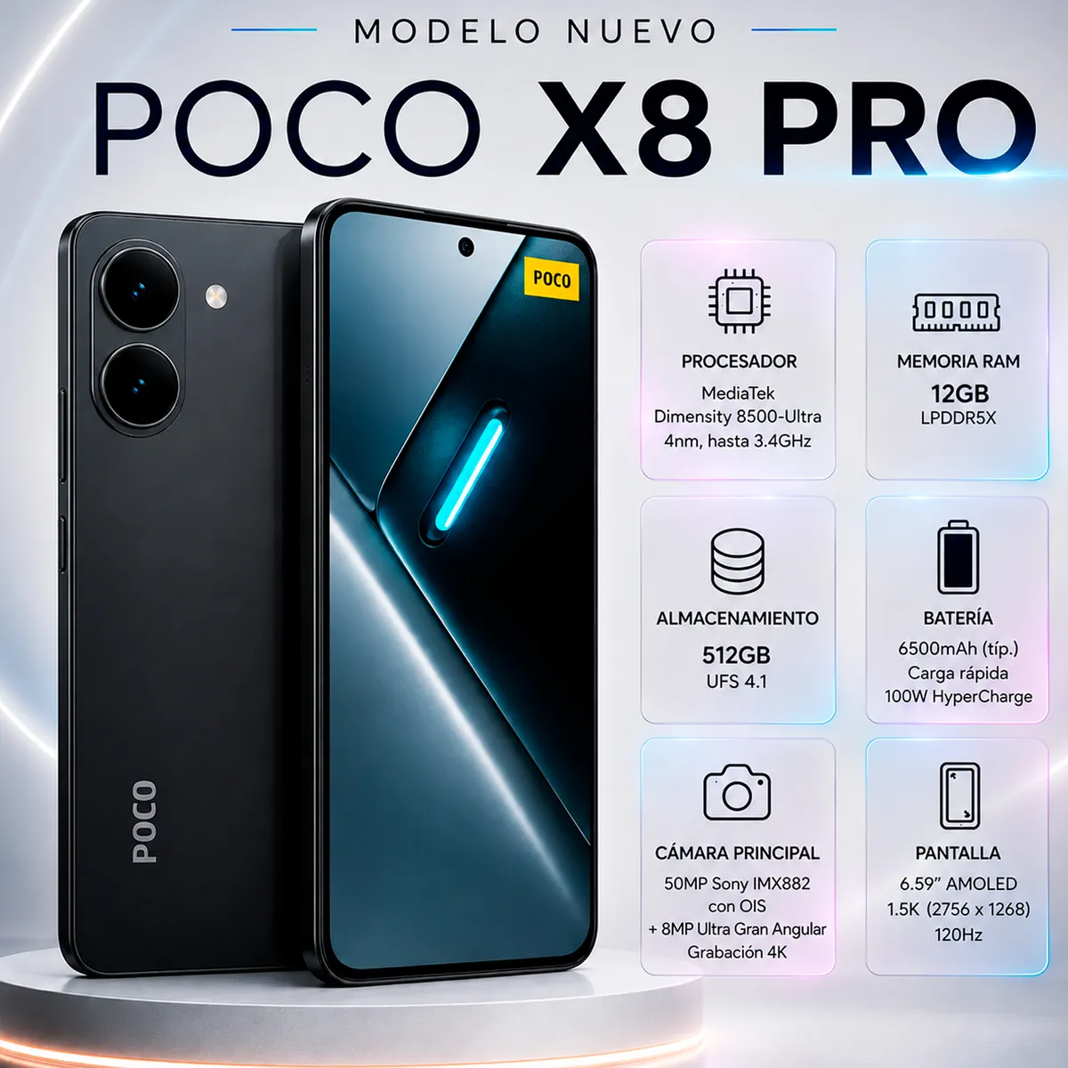 Celular POCO X8 Pro  12GB + 512GB - Negro, marca XIAOMI - Foto Principal