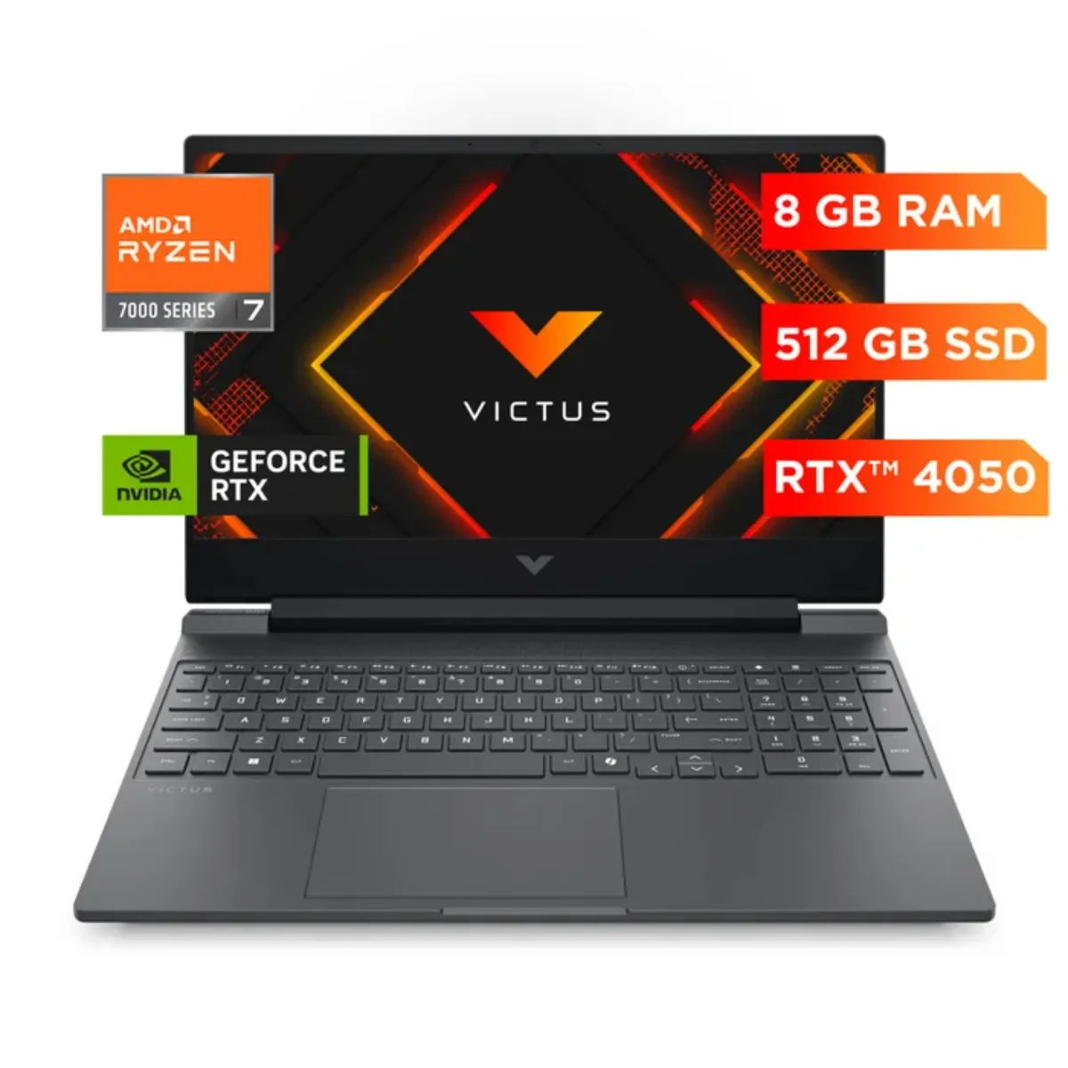 HP - Laptop Gamer HP Victus 15.6" Windows 11 Home AMD Ryzen 7 512GB 8GB GeForce RTX 4050 15-FB3049LA