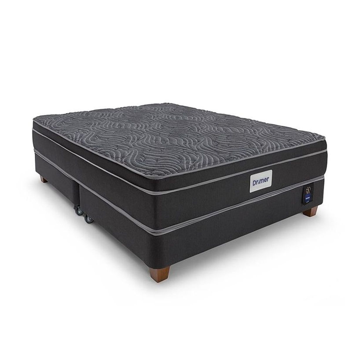 DRIMER - Cama Box Tarima Ventus Queen + 2 Almohadas