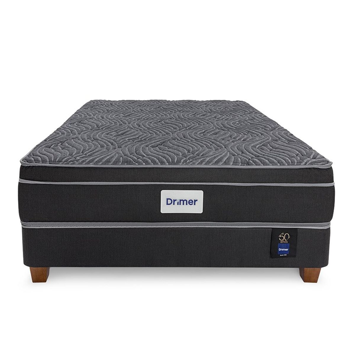 DRIMER - Cama Box Tarima Ventus Queen + 2 Almohadas