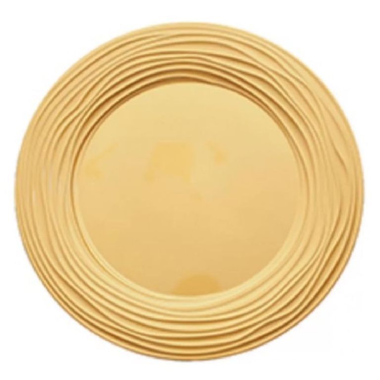 Plato Fondo Sitio Borde Líneas Dorado 33cm Decoración Mesa GENERICO ...
