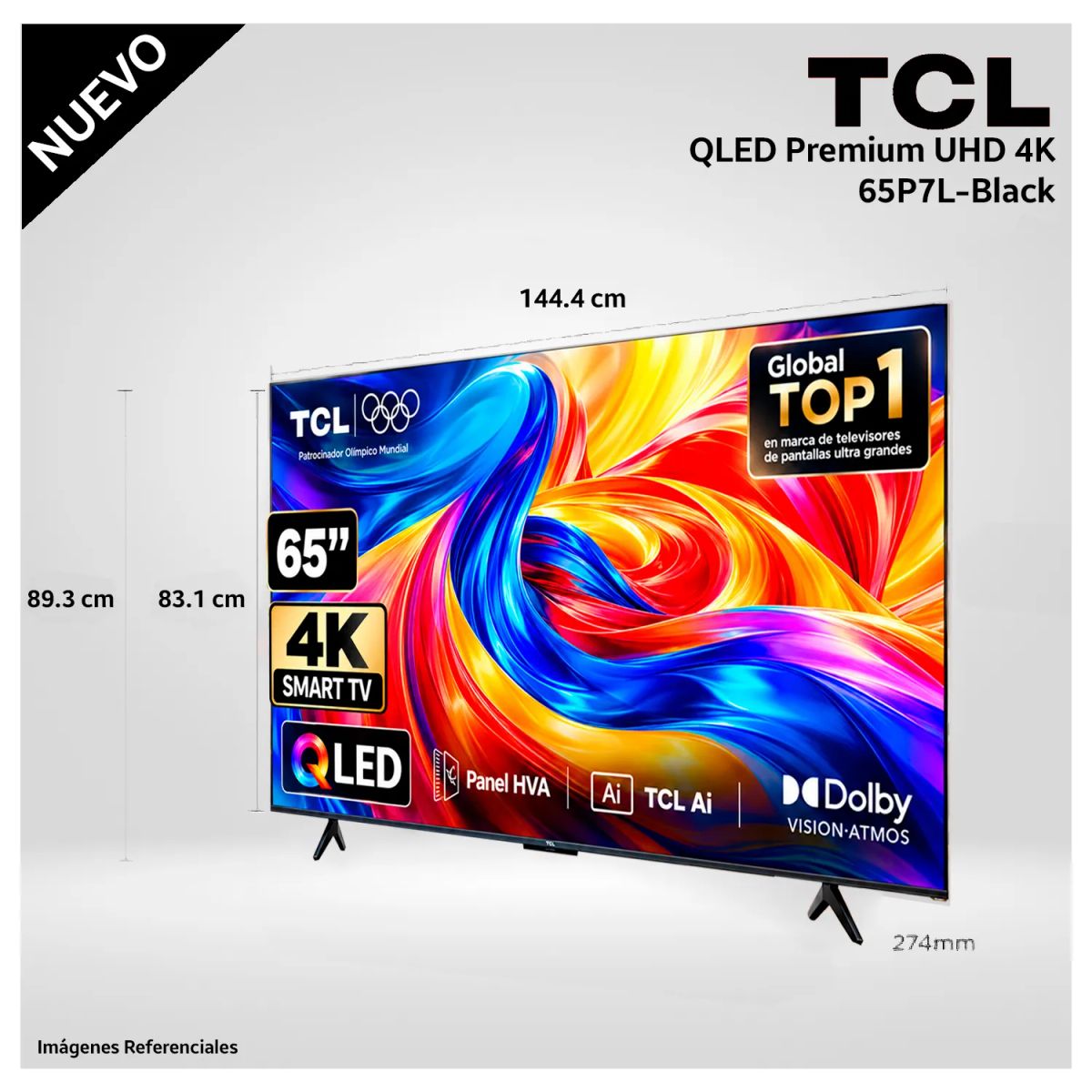 TCL - Televisor TCL 65 Pulg. Premium QLED 4K UHD Google TV 65P7L - Modelo Nuevo