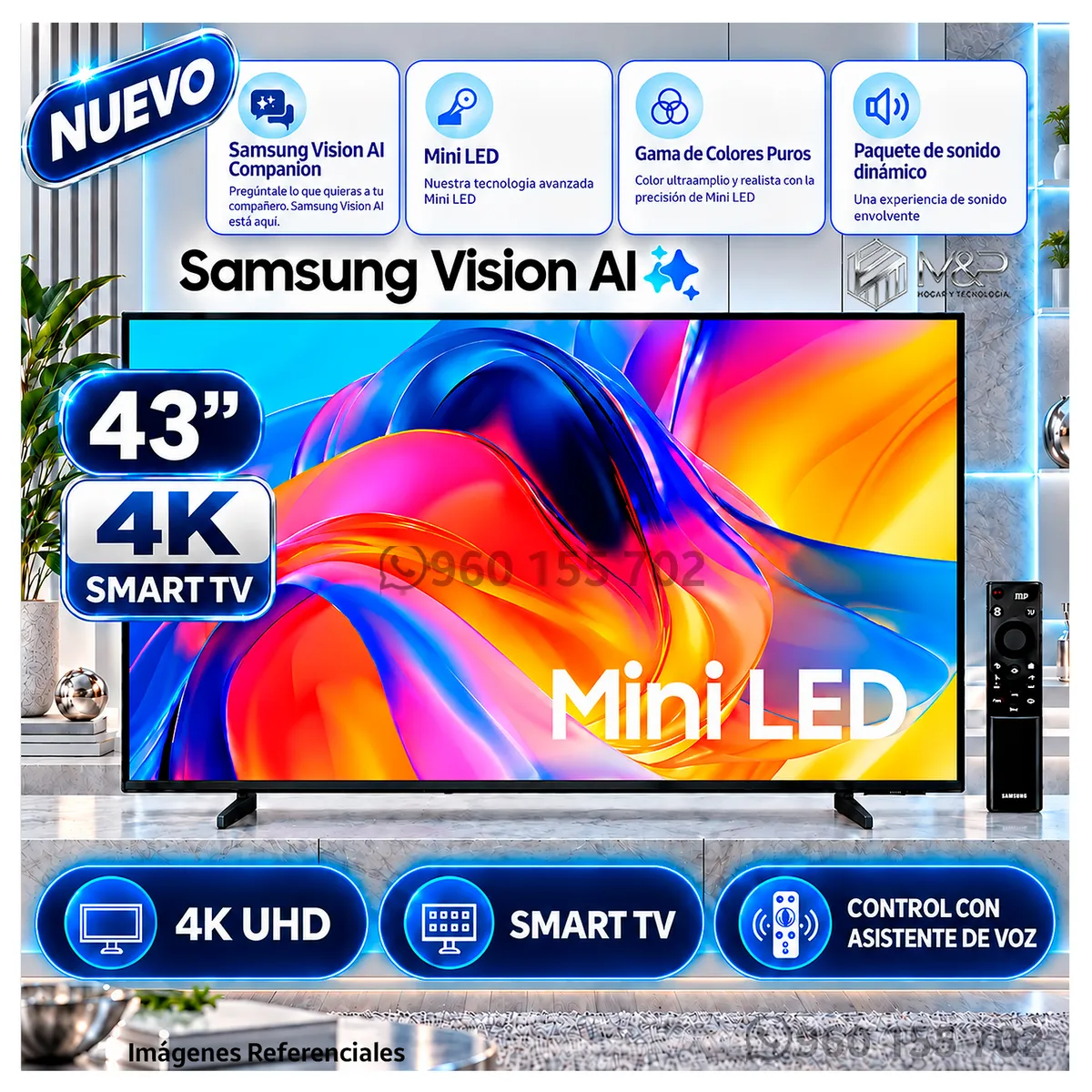SAMSUNG - Samsung 43” Mini LED 4K UHD HDR Smart TV M70H 2026 UN43M70HAGXPE