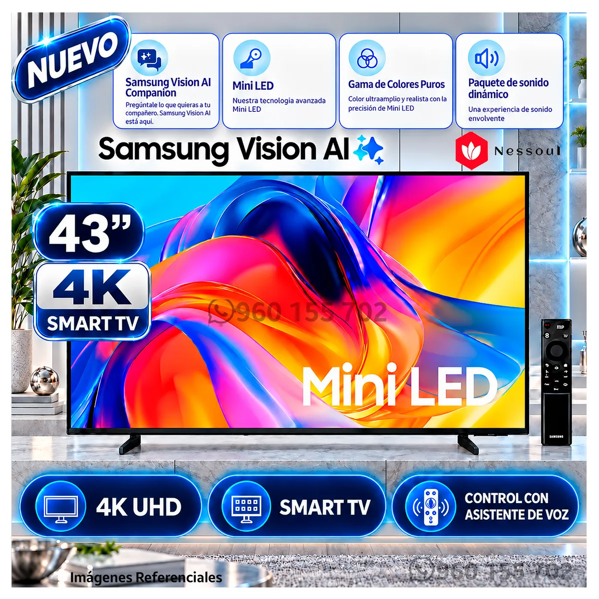 SAMSUNG - Samsung 43” Mini LED 4K UHD HDR Smart TV M70H 2026 UN43M70HAGXPE